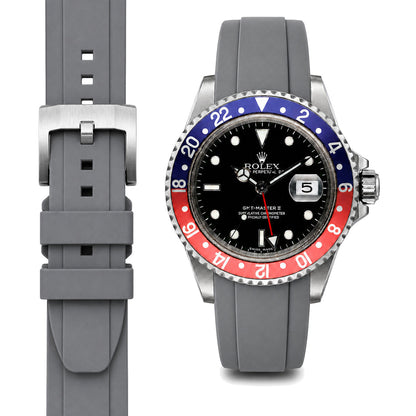 Gewölbtes Kautschukarmband für Rolex GMT Master I & II Dornschließe