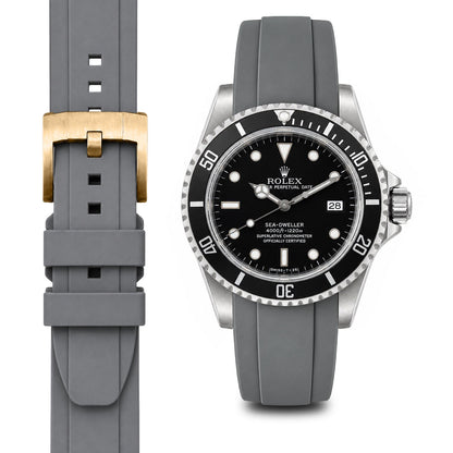 Gebogenes Kautschukarmband für Rolex Sea-Dweller mit Dornschließe