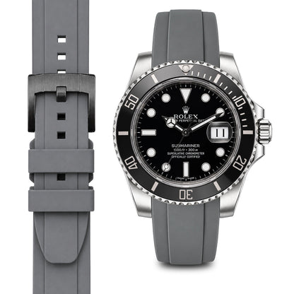 Gewölbtes Kautschukarmband für Rolex Submariner Keramik mit Dornschließe