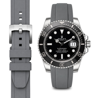 Gewölbtes Kautschukarmband für Rolex Submariner Keramik mit Dornschließe