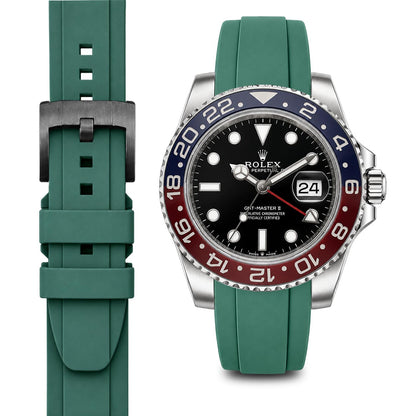 Gebogenes Kautschukarmband für Rolex GMT Ceramic Jubilee mit Dornschließe