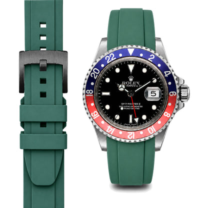 Gewölbtes Kautschukarmband für Rolex GMT Master I & II Dornschließe