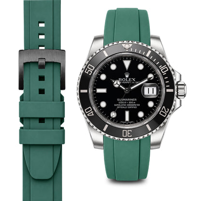 Gewölbtes Kautschukarmband für Rolex Submariner Keramik mit Dornschließe