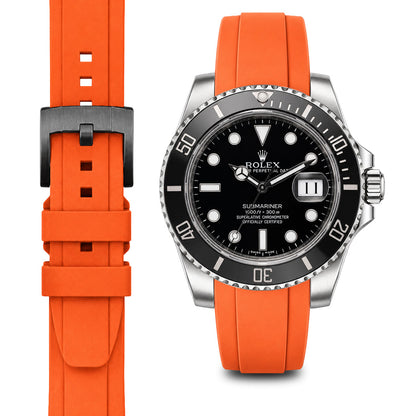 Gewölbtes Kautschukarmband für Rolex Submariner Keramik mit Dornschließe