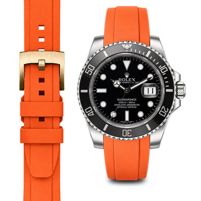 Gewölbtes Kautschukarmband für Rolex Submariner Keramik mit Dornschließe