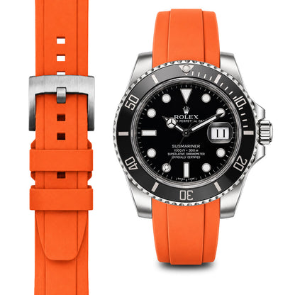 Gewölbtes Kautschukarmband für Rolex Submariner Keramik mit Dornschließe