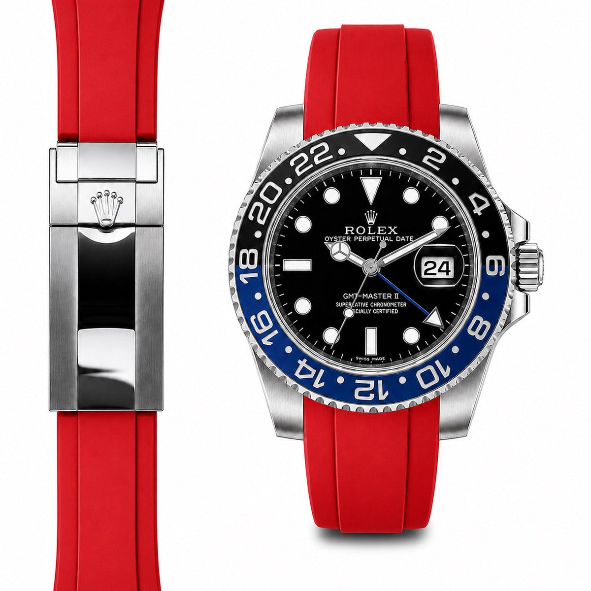 Gebogenes Kautschukarmband für Rolex GMT Master II Keramik-Faltschließe