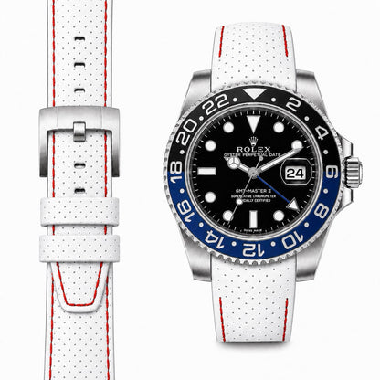 Gewölbtes Rennsport-Lederarmband für Rolex GMT Master II Keramik mit Dornschließe