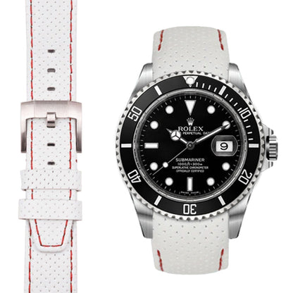 Gebogenes Rennlederarmband für Rolex Submariner mit Dornschließe