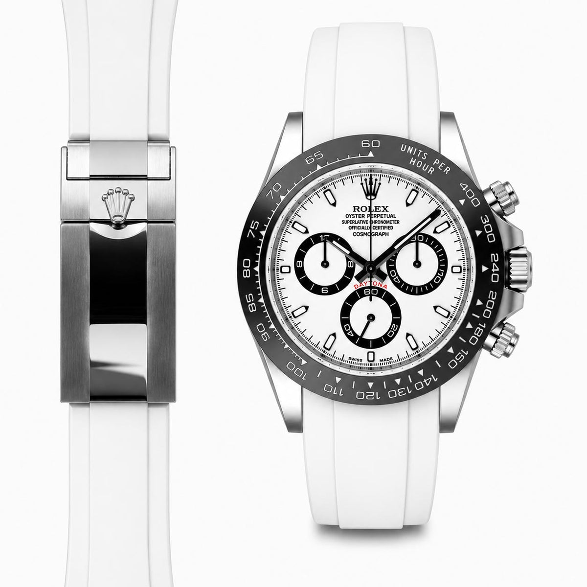 Gebogenes Kautschukarmband für Rolex Ceramic Daytona Faltschließe