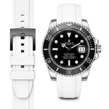 Gewölbtes Kautschukarmband für Rolex Submariner Keramik mit Dornschließe