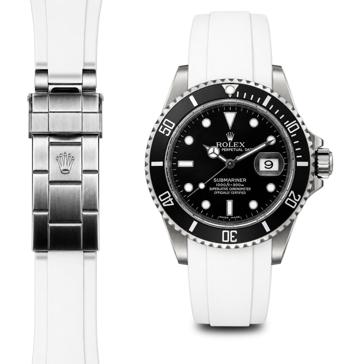 Gebogenes Kautschukarmband für Rolex Submariner Faltschließe