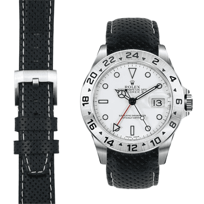 Gebogenes Lederarmband für Rolex Explorer II mit Dornschließe