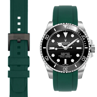 Kautschukarmband mit gebogenem Ende und Dornschließe für Rolex Sub Ceramic No-Date