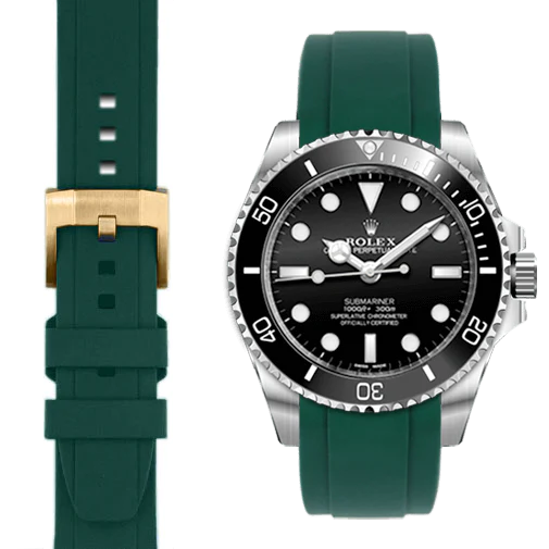 Kautschukarmband mit gebogenem Ende und Dornschließe für Rolex Sub Ceramic No-Date