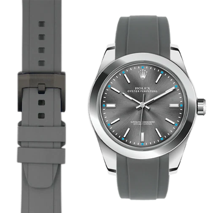 Kautschukarmband mit gebogenem Ende für Rolex Oyster Perpetual 39mm mit Dornschließe