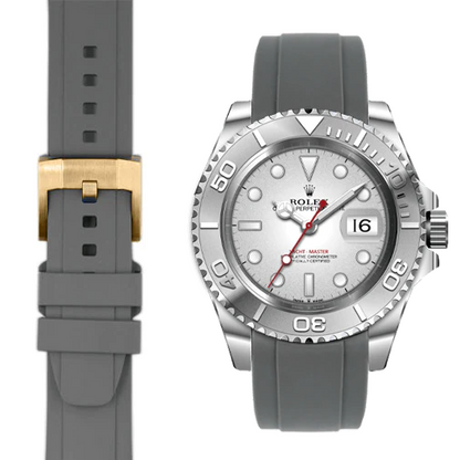Kautschukarmband mit gebogenem Ende für Rolex Yacht-Master mit Dornschließe