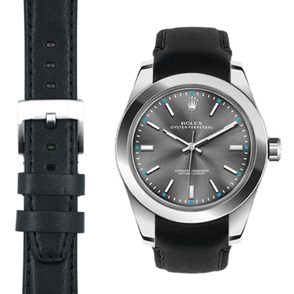 Lederarmband mit gebogenem Ansatz für Rolex Oyster Perpetual 39mm mit Dornschließe
