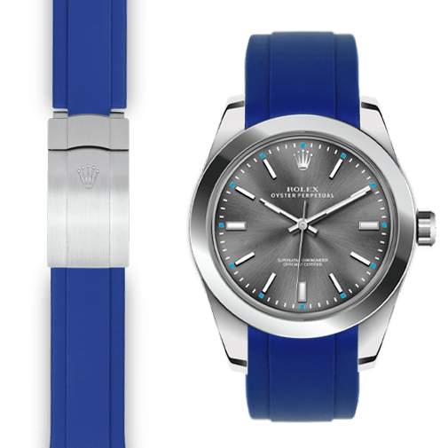 Gebogenes Kautschukarmband für Rolex Oyster Perpetual 39mm Faltschließe