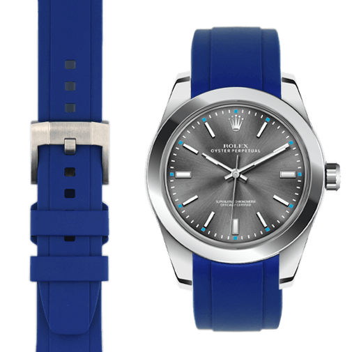 Kautschukarmband mit gebogenem Ende für Rolex Oyster Perpetual 39mm mit Dornschließe