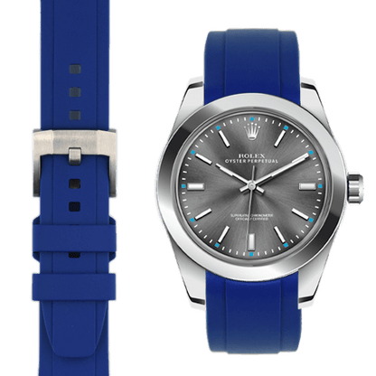 Kautschukarmband mit gebogenem Ende für Rolex Oyster Perpetual 39mm mit Dornschließe