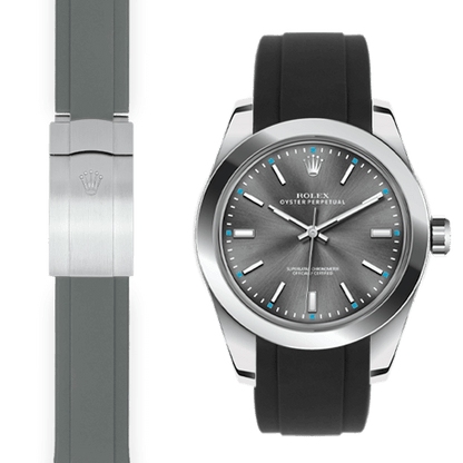 Gebogenes Kautschukarmband für Rolex Oyster Perpetual 39mm Faltschließe