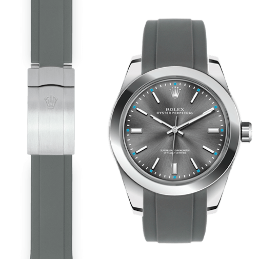 Gebogenes Kautschukarmband für Rolex Oyster Perpetual 39mm Faltschließe