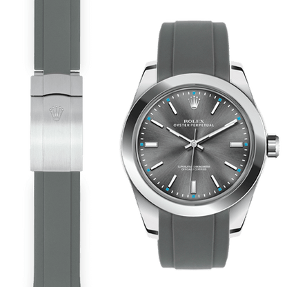 Gebogenes Kautschukarmband für Rolex Oyster Perpetual 39mm Faltschließe