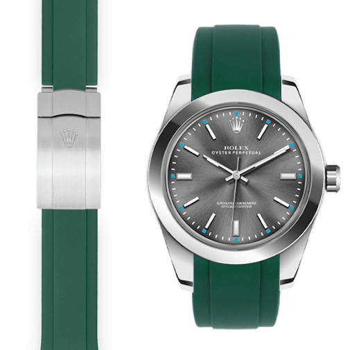 Gebogenes Kautschukarmband für Rolex Oyster Perpetual 39mm Faltschließe