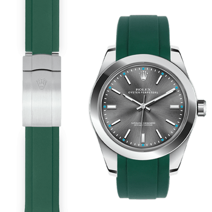 Gebogenes Kautschukarmband für Rolex Oyster Perpetual 39mm Faltschließe