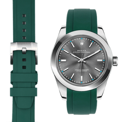 Kautschukarmband mit gebogenem Ende für Rolex Oyster Perpetual 39mm mit Dornschließe