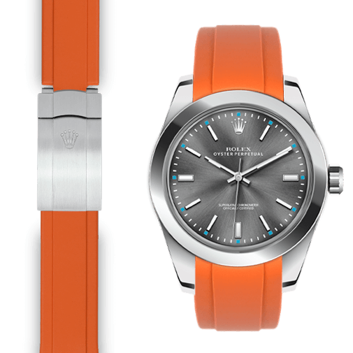Gebogenes Kautschukarmband für Rolex Oyster Perpetual 39mm Faltschließe