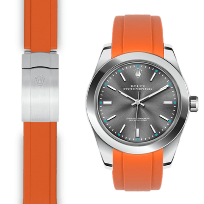 Gebogenes Kautschukarmband für Rolex Oyster Perpetual 39mm Faltschließe