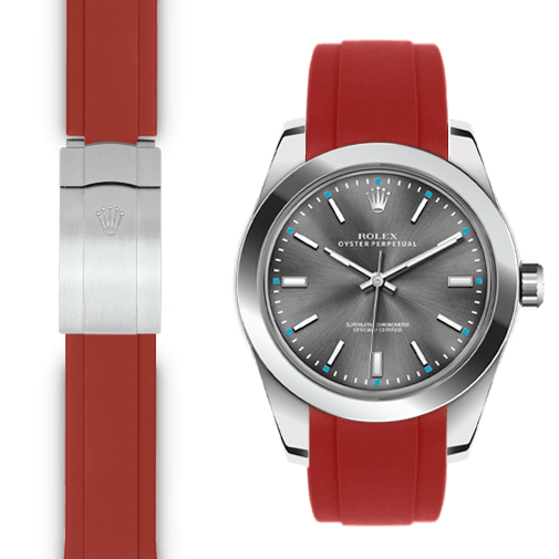 Gebogenes Kautschukarmband für Rolex Oyster Perpetual 39mm Faltschließe