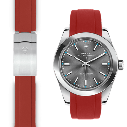Gebogenes Kautschukarmband für Rolex Oyster Perpetual 39mm Faltschließe