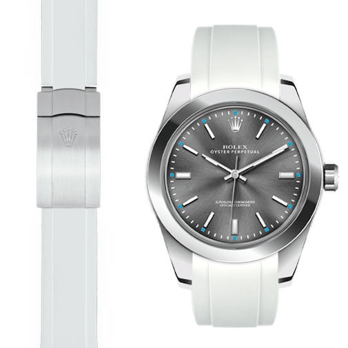 Gebogenes Kautschukarmband für Rolex Oyster Perpetual 39mm Faltschließe