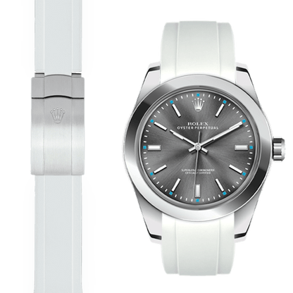Gebogenes Kautschukarmband für Rolex Oyster Perpetual 39mm Faltschließe