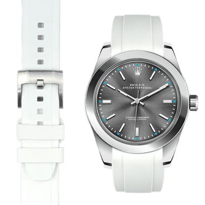 Kautschukarmband mit gebogenem Ende für Rolex Oyster Perpetual 39mm mit Dornschließe