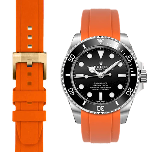 Kautschukarmband mit gebogenem Ende und Dornschließe für Rolex Sub Ceramic No-Date