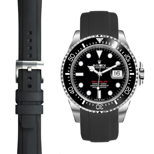 Gebogenes Kautschukarmband für Rolex Sea-Dweller 43mm mit Dornschließe