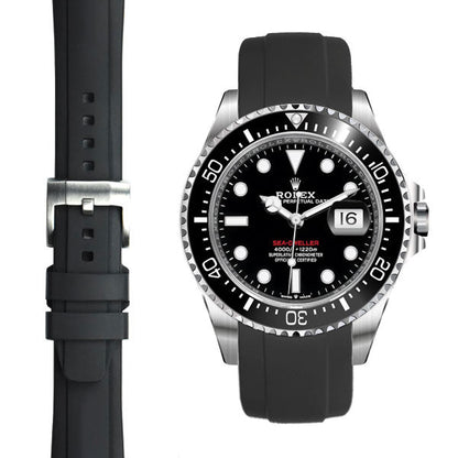 Gebogenes Kautschukarmband für Rolex Sea-Dweller 43mm mit Dornschließe