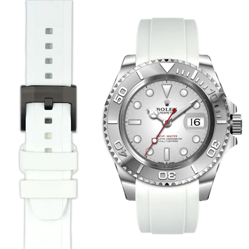 Kautschukarmband mit gebogenem Ende für Rolex Yacht-Master mit Dornschließe
