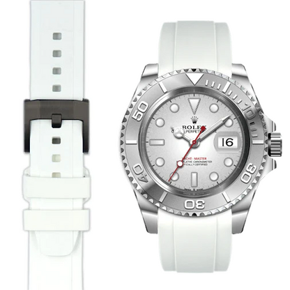 Kautschukarmband mit gebogenem Ende für Rolex Yacht-Master mit Dornschließe