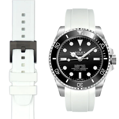 Kautschukarmband mit gebogenem Ende und Dornschließe für Rolex Sub Ceramic No-Date