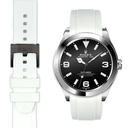 Gewölbtes Kautschukarmband für Rolex Explorer I mit Dornschließe