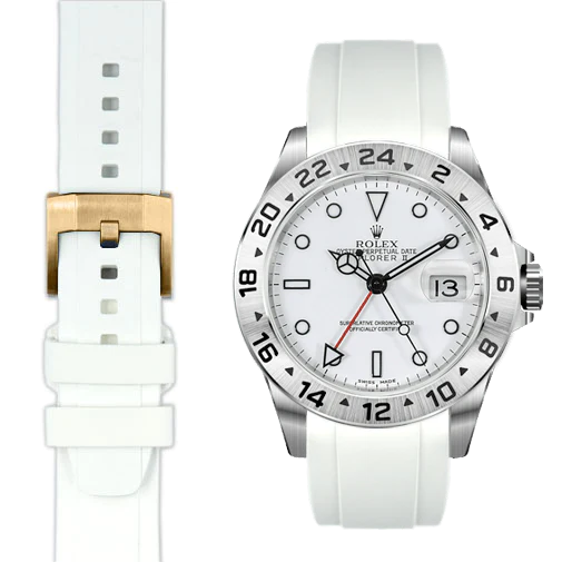 Gebogenes Kautschukarmband für Rolex Explorer II mit Dornschließe
