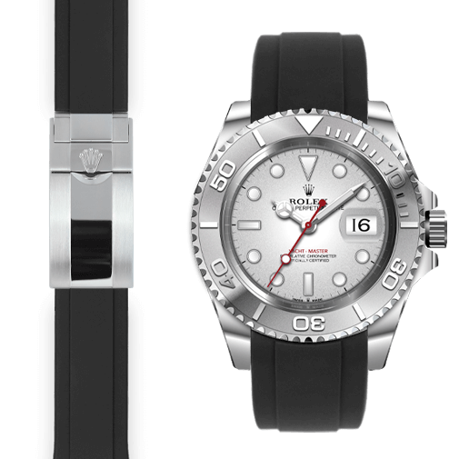 Gebogenes Kautschukarmband für Rolex Yacht-Master Faltschließe