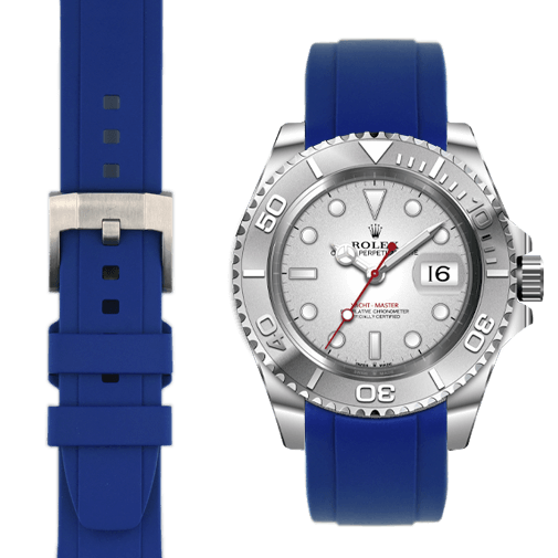Kautschukarmband mit gebogenem Ende für Rolex Yacht-Master mit Dornschließe