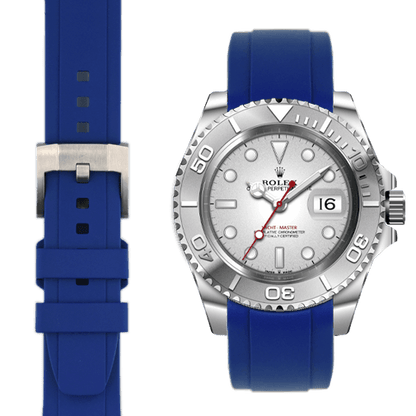 Kautschukarmband mit gebogenem Ende für Rolex Yacht-Master mit Dornschließe